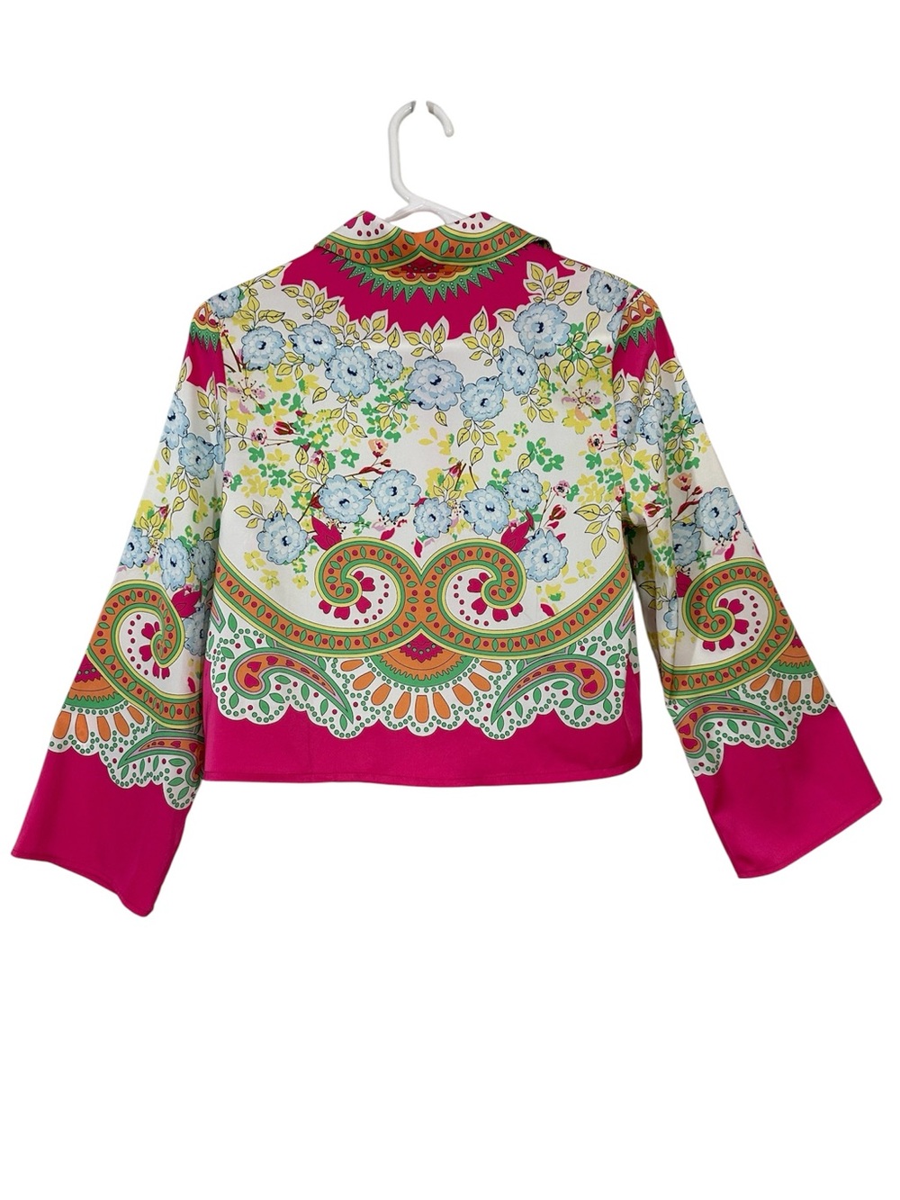 Maison D’ Amelie Pink Paisley Crop Blouse - Picture 2 of 6